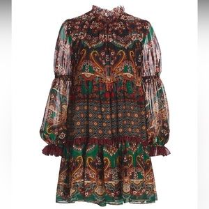 Alice & Olivia Marella Mockneck Paisley Shift Dress Size 0